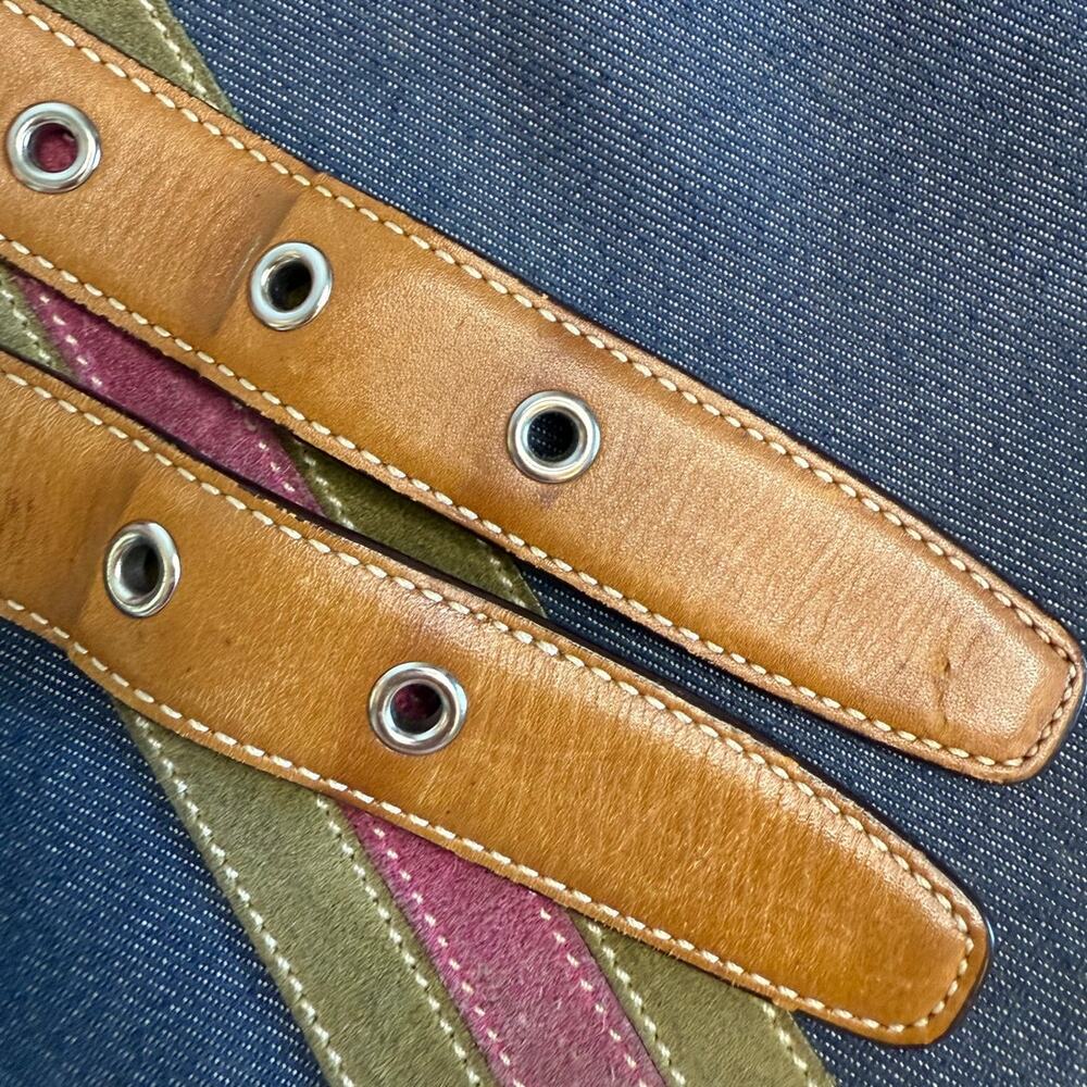 RARE y2k COACH Vintage Denim Suede Striped Crossbody  Shoulder Bag - Picture 12 of 13